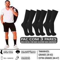 Kit 3 Pares Meia Social Masculina Grande Algodão Confortável - Trifil