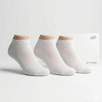 Kit 3 Pares Meia Soquete Branca Esportiva Respirável