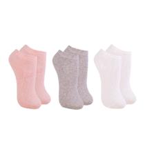 Kit 3 Pares Meia Soquete Feminina Malha Lisa - 33/39