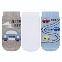 kit 3 Pares Meia Soquete Recém Nascido Estampado Menino Menina N. 13 ao 16 Cia da Meia
