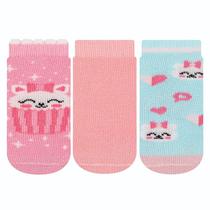 kit 3 Pares Meia Soquete Recém Nascido Estampado Menino Menina N. 13 ao 16 Cia da Meia
