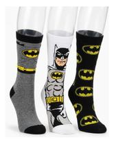 Kit 3 Pares Meias Batman Morcego Divertida Estampada Adultos Kit 3 Pares Meias Batman Morcego Divertida Estampada Adultos