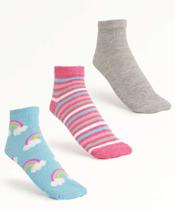 Kit 3 Pares Meias Cano Curto Estampada Feminina Marisa-17456
