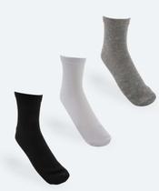Kit 3 Pares Meias Cano Curto Feminina Esportiva Marisa-27053 Kit 3 Pares Meias Cano Curto Feminina Esportiva Marisa-27053