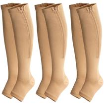 Kit 3 pares Meias compressão tratamento varizes trombose zíper Kit 3 pares Meias compressão tratamento varizes trombose zíper