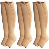 Kit 3 pares Meias compressão tratamento varizes trombose zíper Kit 3 pares Meias compressão tratamento varizes trombose zíper