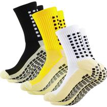 Kit 3 pares Meias esportivas antiderrapante compressão Pilates idosos Hidroginástica Yoga futebol basquete vôlei corrida caminhada