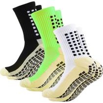 Kit 3 pares Meias esportivas antiderrapante Pilates idosos Hidroginástica Yoga futebol basquete vôlei corrida caminhada compressão