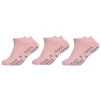 Kit 3 Pares Meias Esportivas Cano Curto Algodão Antiderrapantes para Pilates Yoga Hidroginástica