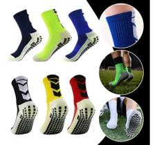 Kit 3 Pares Meias Esportivas Juvenil Antiderrapante para Futebol, Solado Emborrachado, Cores Sortidas Aleatórias, Tamanho 27 ao 33