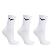 Kit 3 Pares Meias Esportivas Mizuno Cano Médio Branco/Preto