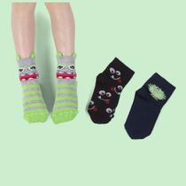 Kit 3 pares meias infantis Monstrinho - Duck Meias