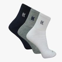 Kit 3 Pares Meias LK Original Cano Médio Alto Longo Algodão Masculino Feminino