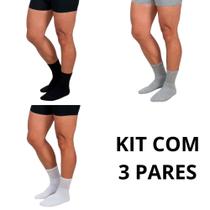 Kit 3 Pares Meias Masculino Cano Alto Sport Kit 3 Pares Meias Masculino Cano Alto Sport