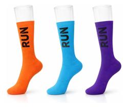 Kit 3 Pares Meias Run Fitness Academia Coloridas Aeróbica Kit 3 Pares Meias Run Fitness Academia Coloridas Aeróbica