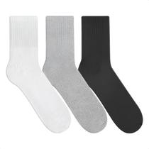 Kit 3 Pares Meias Winston Unissex Cano Médio Atoalhada Esportiva