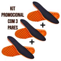 Kit 3 Pares Palmilha Gel P.u Anatômica Macia Confortável Ideal para Botas Coturnos Tênis e Sapatos
