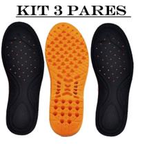 Kit 3 Pares Palmilha Pu Laranja Gel Anti-Impacto