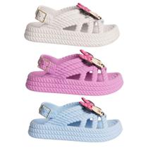 Kit 3 Pares Papete Sandália Menina Minnie Macia e Segura Escolar Trançada