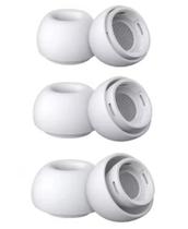 Kit 3 Pares Pontas Silicone alta qualidade para AirPods Pro 2ª Geração tamanhos P M G Branco com Tela Protetora contra sujeira