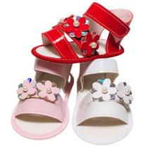 Kit 3 Pares Sandalia Feminina Flor Perola Para Bebê Menina e Reborn