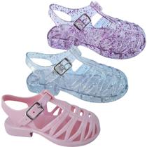 Kit 3 Pares Sandália Infantil Feminina Percatinha Menina Tratorada Estilosa Glitter Escolar