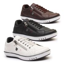 Kit 3 Pares Sapatênis Masculino Tênis Casual By Jack com Zíper Lateral e Cadarço