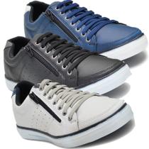 Kit 3 Pares Sapatenis Masculino Ziper Cadarço Casual Social Confortável 754