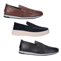 Kit 3 Pares Sapato Masculino Mocassim Camurça Social Sapatenis Loafer