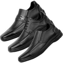 Kit 3 Pares Sapato Social Preto Masculino Tradicional Super Imperdível