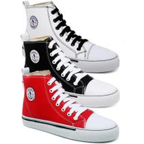 Kit 3 Pares Tênis Casual Feminino Liso Cano Médio Conforto