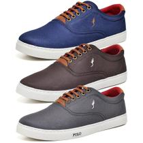Kit 3 Pares Tênis Casual Masculino Polo Blu Conforto Macio