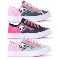 Kit 3 Pares Tênis Feminino Panda Glitter Infantil Cano Baixo Casual 3004 Kit 3 Pares Tênis Feminino Panda Glitter Infantil Cano Baixo Casual 3004
