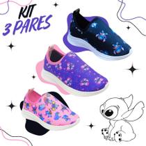 Kit 3 Pares Tênis Infantil Confortável Casual Escolar Feminino Macio Antiderrapante Leve Personagem