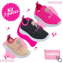 Kit 3 Pares Tênis Infantil Feminino Anatômico Macio Menina Leve Confortável Estilo Barbi Antiderrapante Kit 3 Pares Tênis Infantil Feminino Anatômico Macio Menina Leve Confortável Estilo Barbi Antiderrapante