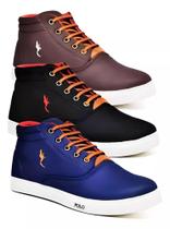 Kit 3 Pares Tenis Sapatenis Casual Masculino Cano Alto Confortavel