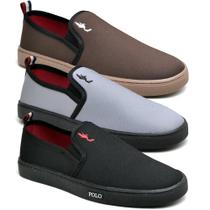 Kit 3 Pares Tênis Slip On Masculino Lona Dia a Dia Casual