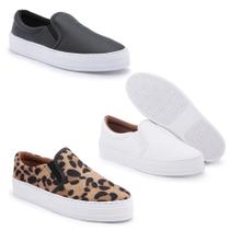 Kit 3 Pares Tênis Slip On Pires Shoes com Elástico e Sola Borracha Costurada