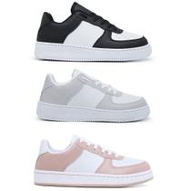 Kit 3 Pares Tênis Sneakers Casual Feminino Moda Blogueira Original e Barato