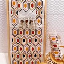 Kit 3 Passadeira Rosa de Cozinha Corredor Estampa Geométrica Tecido Grosso Tear Nozinho 100% Algodão