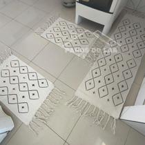 Kit 3 Passadeira Rosa de Cozinha Corredor Estampa Geométrica Tecido Grosso Tear Nozinho 100% Algodão