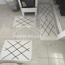 Kit 3 Passadeira Rosa de Cozinha Corredor Estampa Geométrica Tecido Grosso Tear Nozinho 100% Algodão