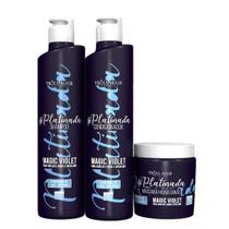 Kit 3 Passos Platinado Shampoo 500ml + Condionador 500ml + Máscara Matizadora 500g