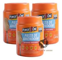 Kit 3 Pasta De Amendoim Integral Crocante 1kg Power One