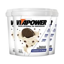 Kit 3 Pasta De Amendoim Vitapower Cookies E Cream 450G Kit 3 Pasta De Amendoim Vitapower Cookies E Cream 450G