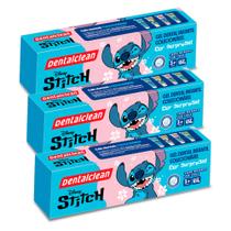Kit 3 Pasta de Dente Gel Dental com Flúor Infantil Stitch Morango 104g Dentalclean