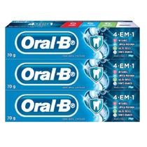 Kit 3 Paste Creme Dental Oral-B 4 em 1 Menta Fresca Anticaries