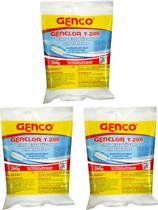Kit 3 Pastilha Pedra Tablete de Cloro Estabilizado Genclor T-200 Genco Para Piscinas