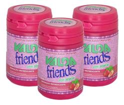 KIT 3 PASTILHA VALDA FRIENDS SABOR MORANGO POTE 50g