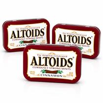 Kit 3 Pastilhas Bala Altoids Curiously Strong Mints Cinnamon Canela Lata 50g Importada EUA Sem Glúten Kit 3 Pastilhas Bala Altoids Curiously Strong Mints Cinnamon Canela Lata 50g Importada EUA Sem Glúten